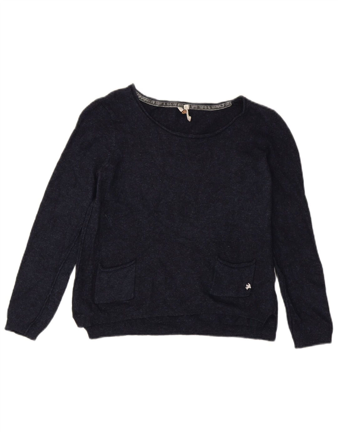 White Stuff Damen-Pullover mit bauchfreiem U-Boot-Ausschnitt, Gr. 12, mittleres Marineblau