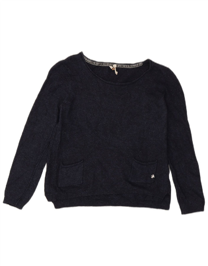 White Stuff Damen-Pullover mit bauchfreiem U-Boot-Ausschnitt, Gr. 12, mittleres Marineblau