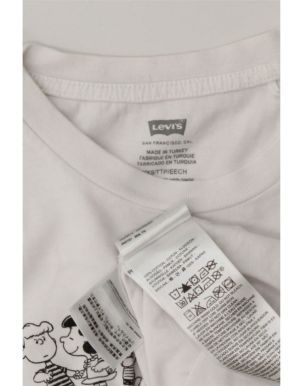 Levi's Damen-T-Shirt mit Grafik, UK 2 2XS, weiße Baumwolle