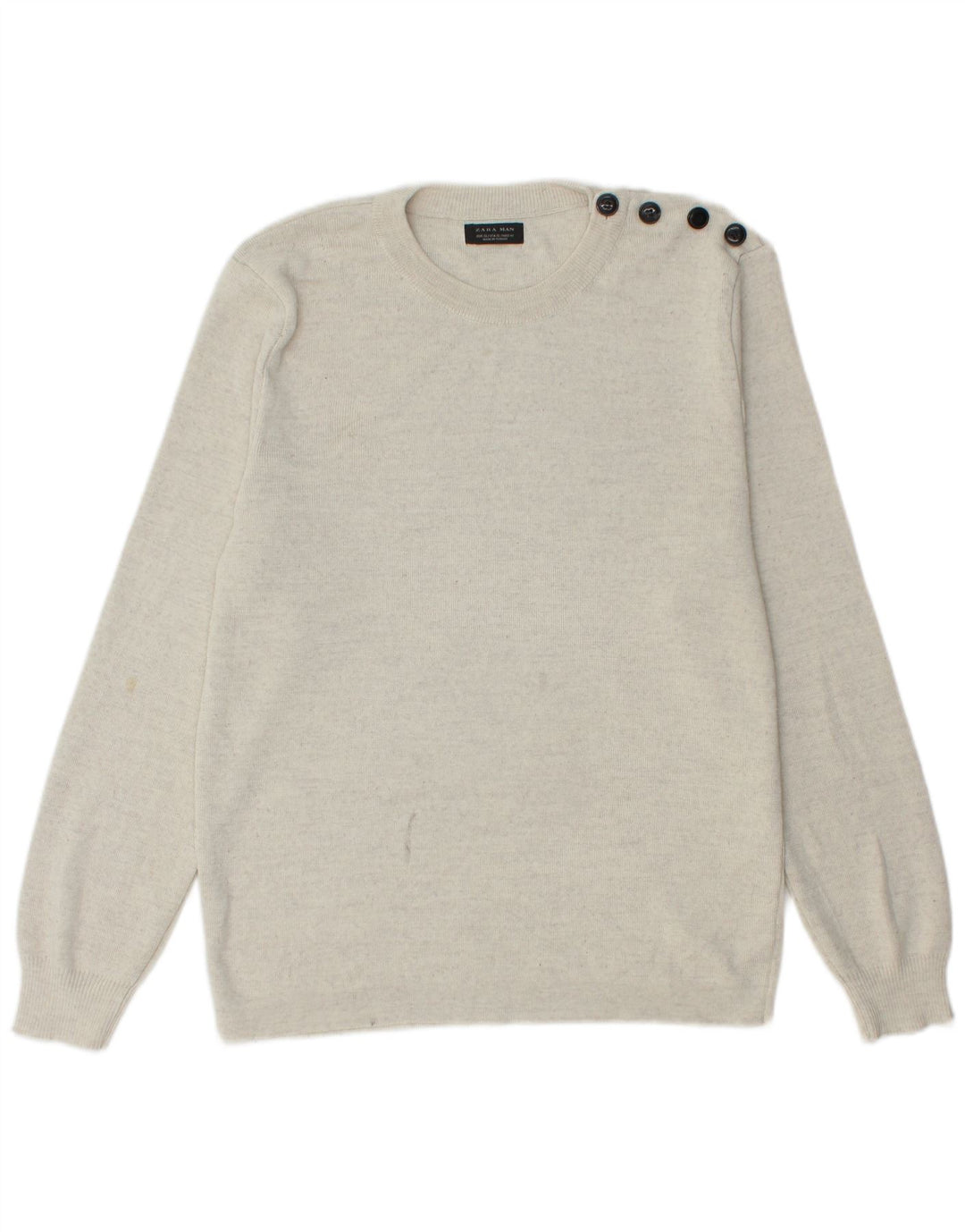 Zara Herren-Pullover mit Rundhalsausschnitt, XL, Grau