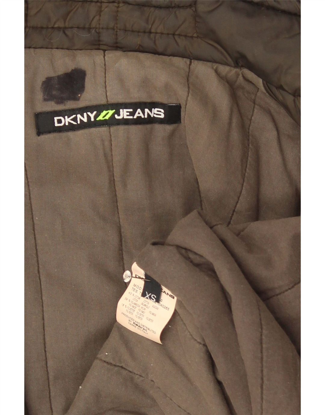 Dkny Damen Wattierter Mantel UK 6 XS Khaki Baumwolle