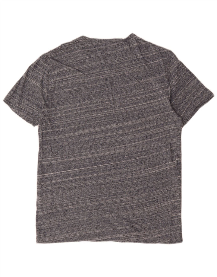 Reiss Herren-T-Shirt-Oberteil aus mittelgrauer, gestreifter Baumwolle