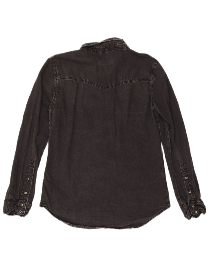 Topshop Damen Jeanshemd UK 12 Mittelschwarze Baumwolle
