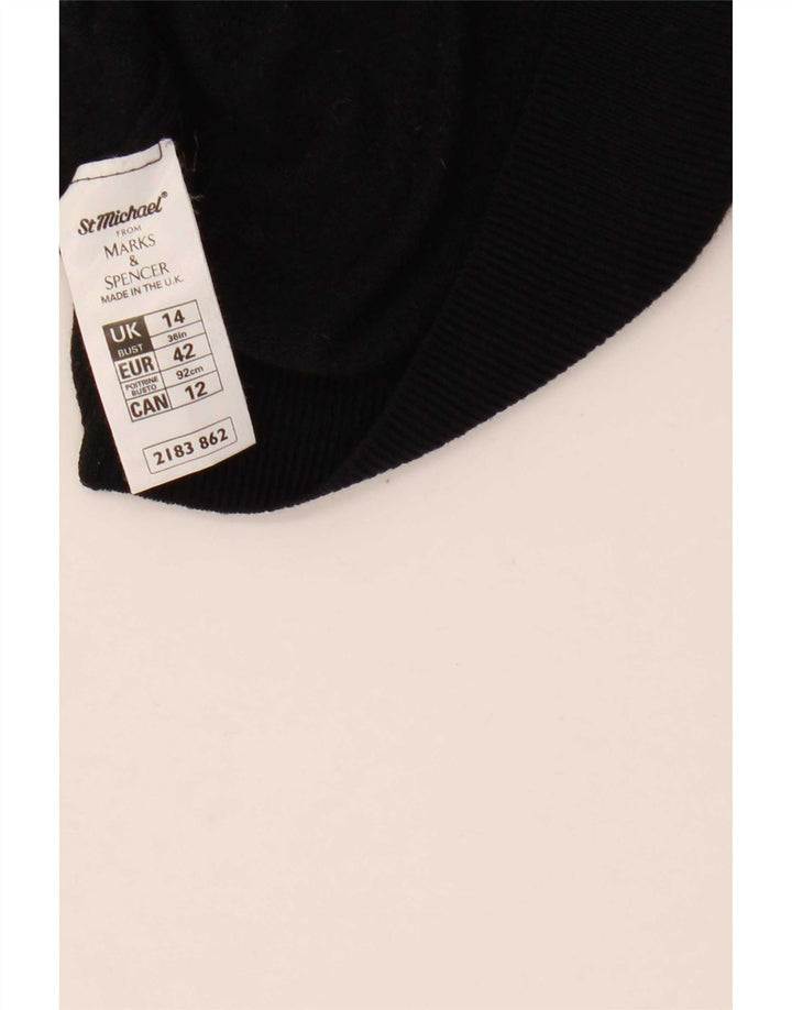 Marks & Spencer Womens Crop Rollkragenpullover Pullover UK 14 Große schwarze Wolle