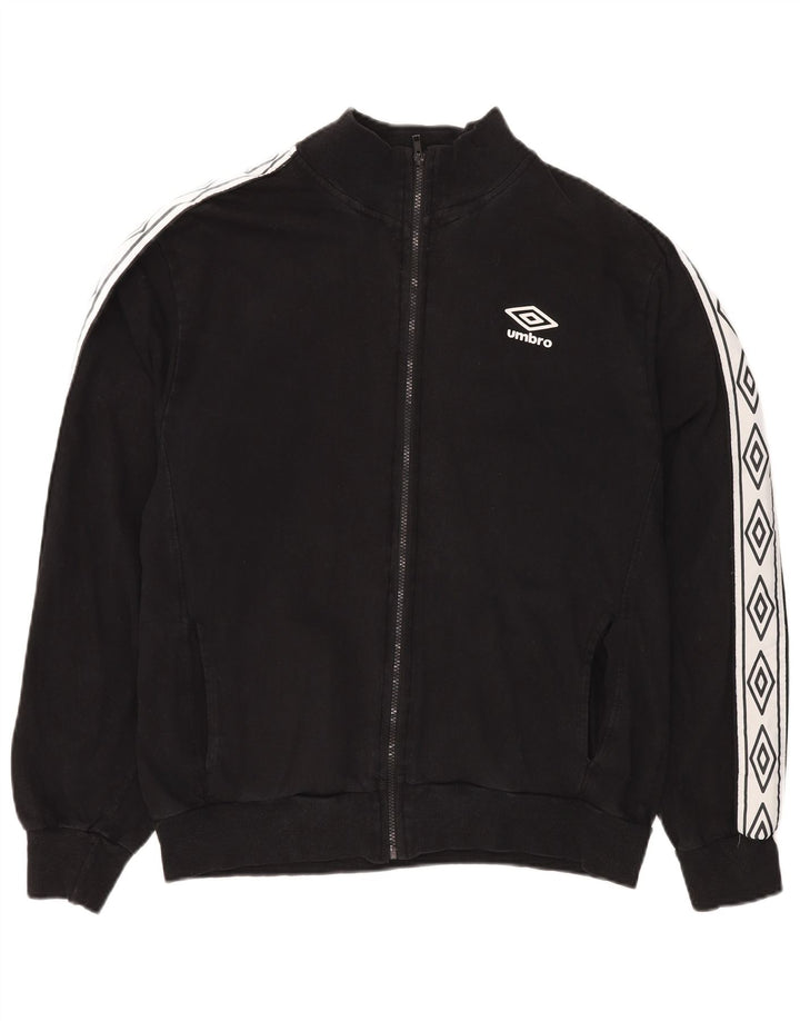 Umbro Damen-Trainingsanzug-Top-Jacke, UK 20 2XL, schwarze Colourblock-Baumwolle