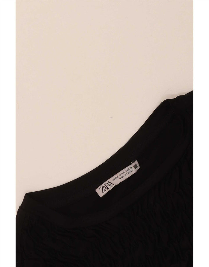 Zara Damen Langarm-Maxikleid UK 12 Medium Schwarz