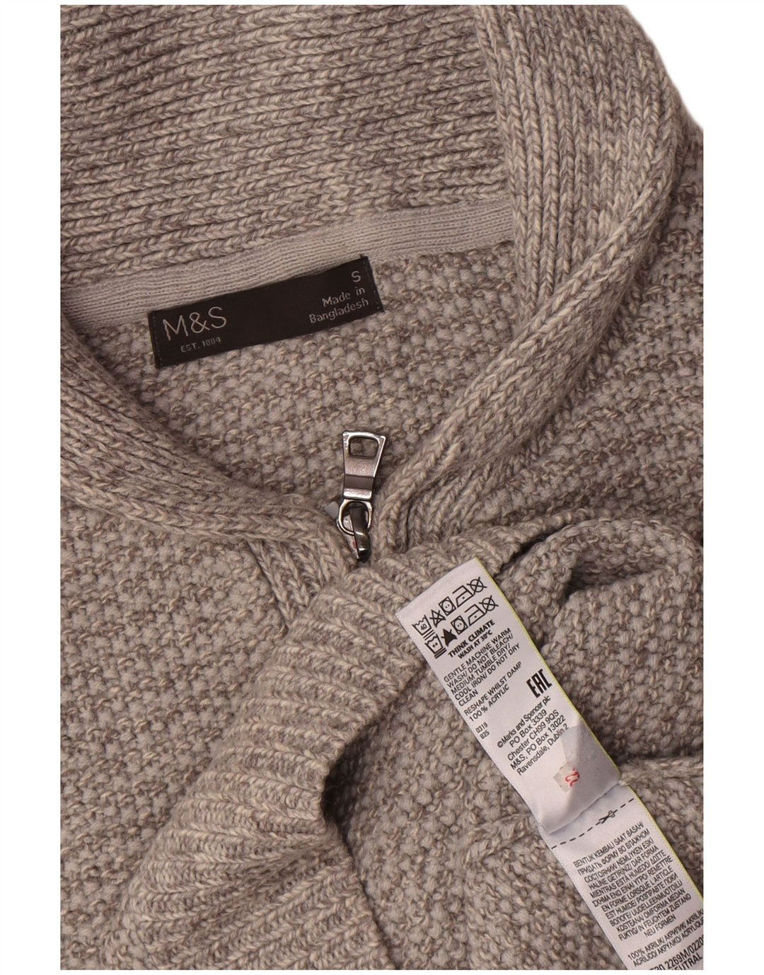 Marks & Spencer Herren-Pullover mit Rollkragen, Größe S, Acryl, Grau