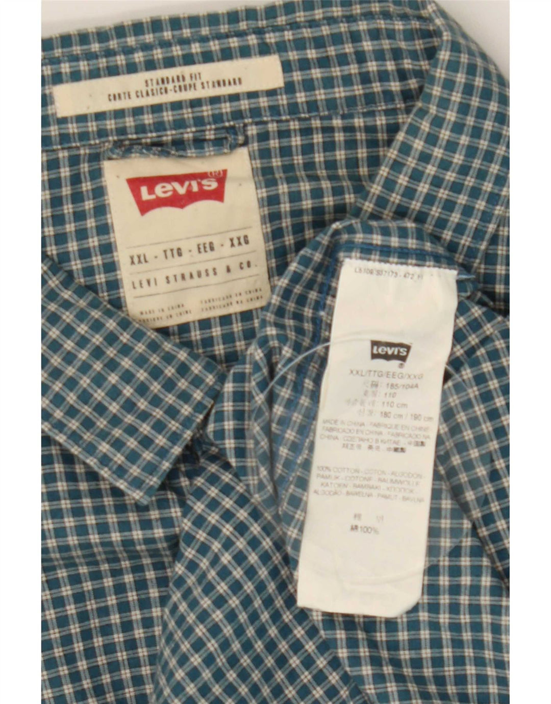 Levi's Herren-Hemd mit Standard-Passform, 2XL, blau kariert, Baumwolle