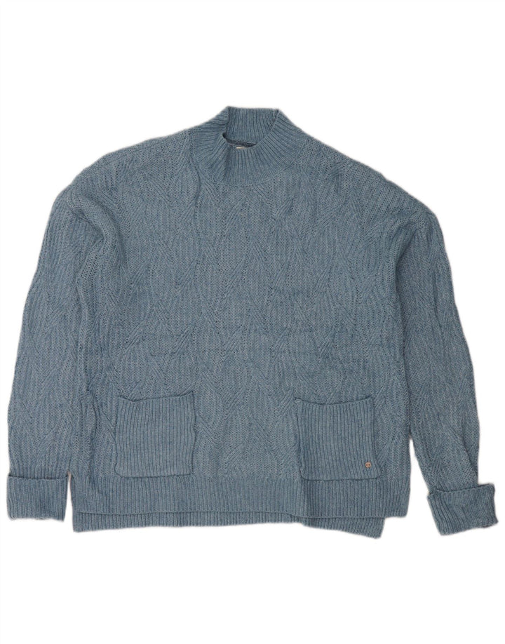 Fat Face Damen-Pullover mit Rollkragen, übergroß, Gr. 10, Größe S, Blau