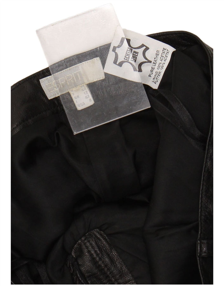 ESPRIT Damen gerade Lederhose UK 12 Medium W26 L31 Schwarzes Leder