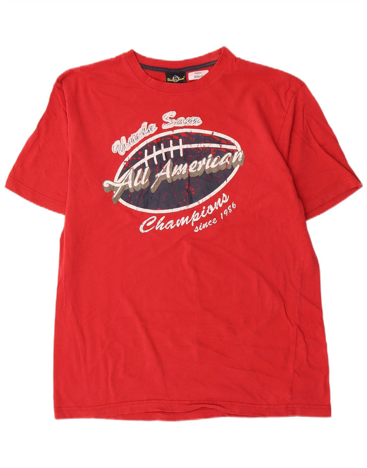 Uncle Sam Herren-T-Shirt mit Grafik, mittelrote Baumwolle