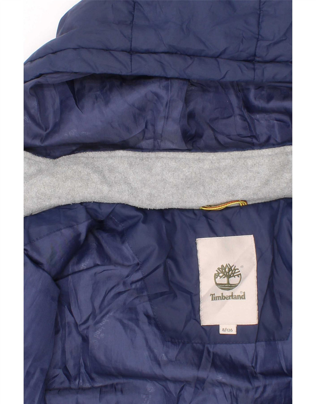 Timberland Jungen wattierte Jacke mit Kapuze, 7–8 Jahre, blaues Polyester