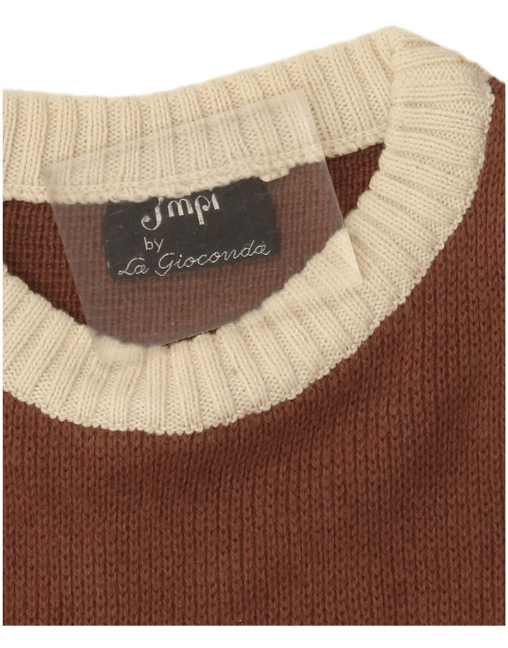 Vintage Damen Pullover mit U-Boot-Ausschnitt, Gr. 12, mittelmehrfarbig