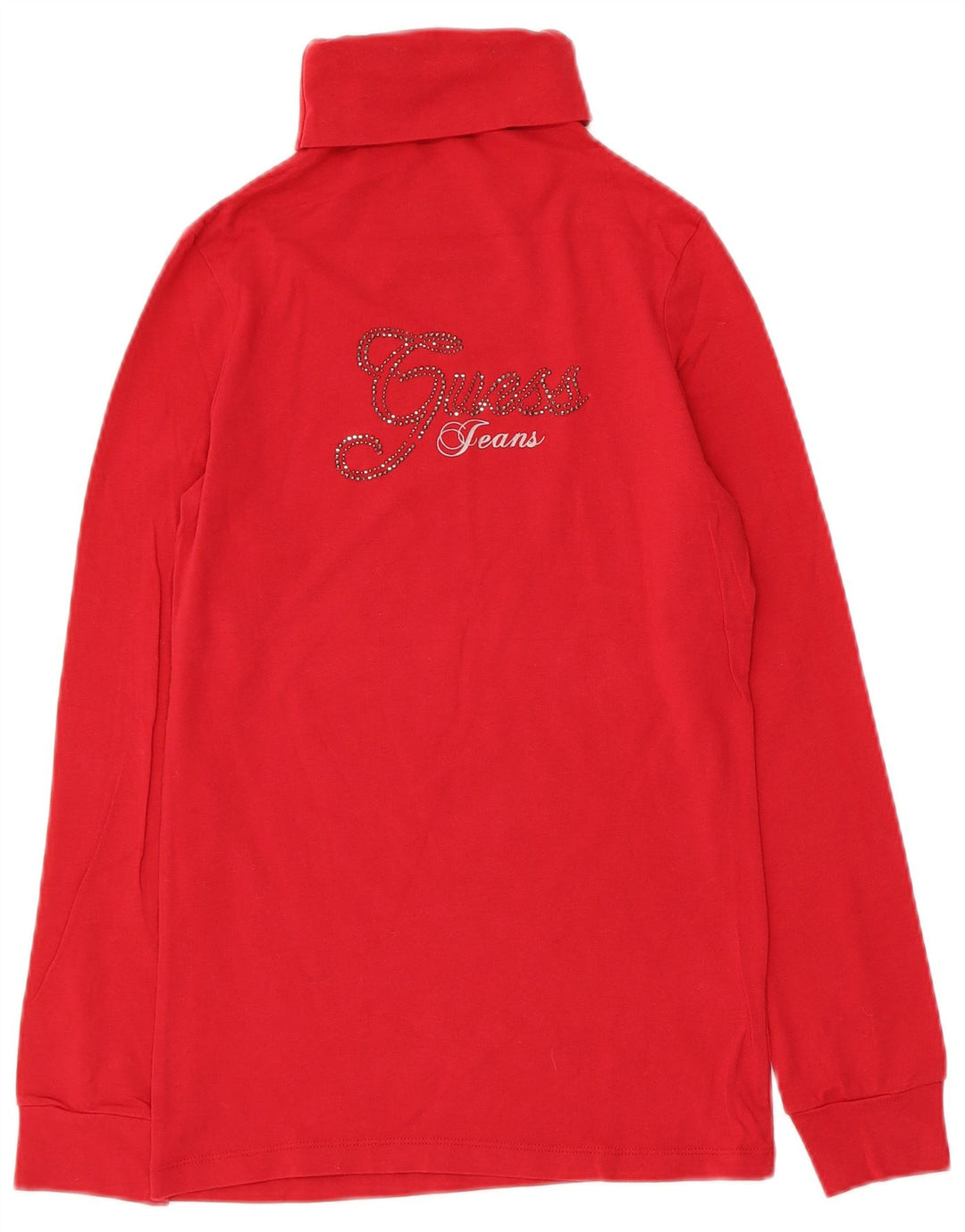 Guess Damen Grafik-Top, langärmlig, UK 14, Größe L, Rot, Baumwolle