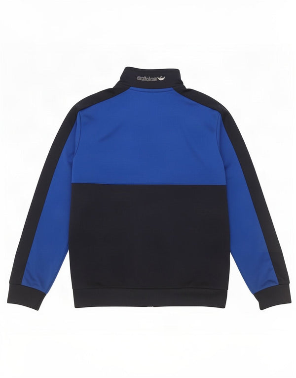Adidas Jungen Grafik-Trainingsanzug-Top-Jacke, 9–10 Jahre, blaues Farbblockdesign
