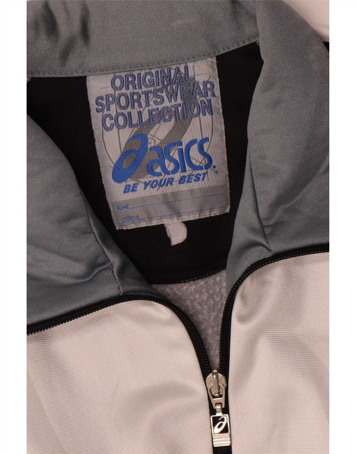 Asics Herren-Trainingsanzugoberteil mit Grafik, groß, schwarzes Farbblock-Polyester