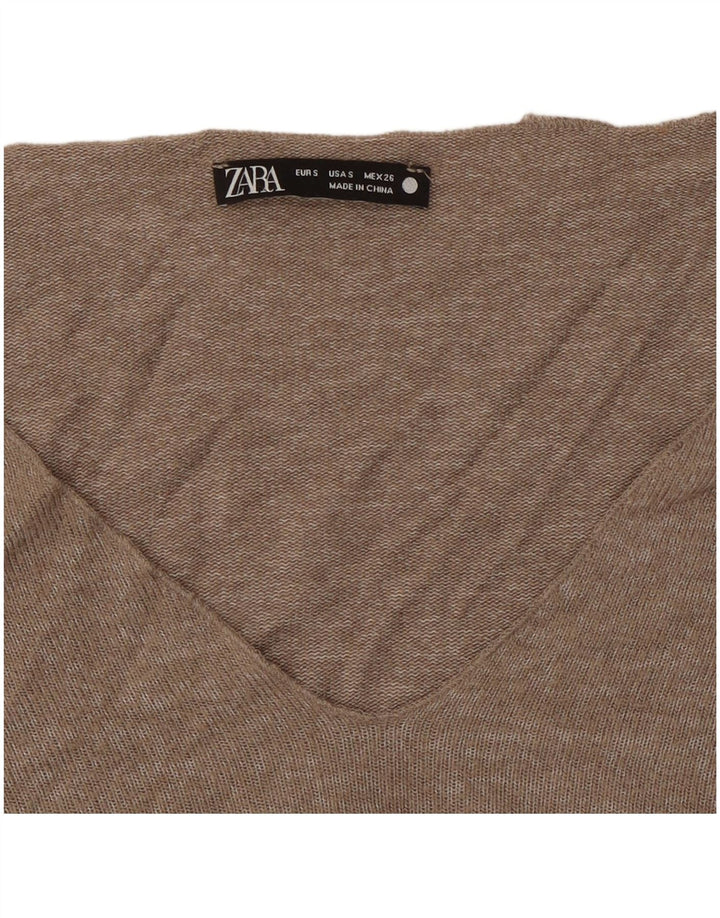 ZARA Damen-Pullover mit V-Ausschnitt, Gr. 10, Größe S, Grau