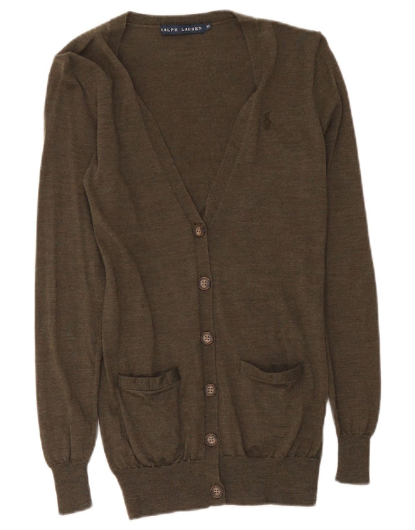 Ralph Lauren Damen-Cardigan-Pullover UK 4 XS Grüne Merinowolle