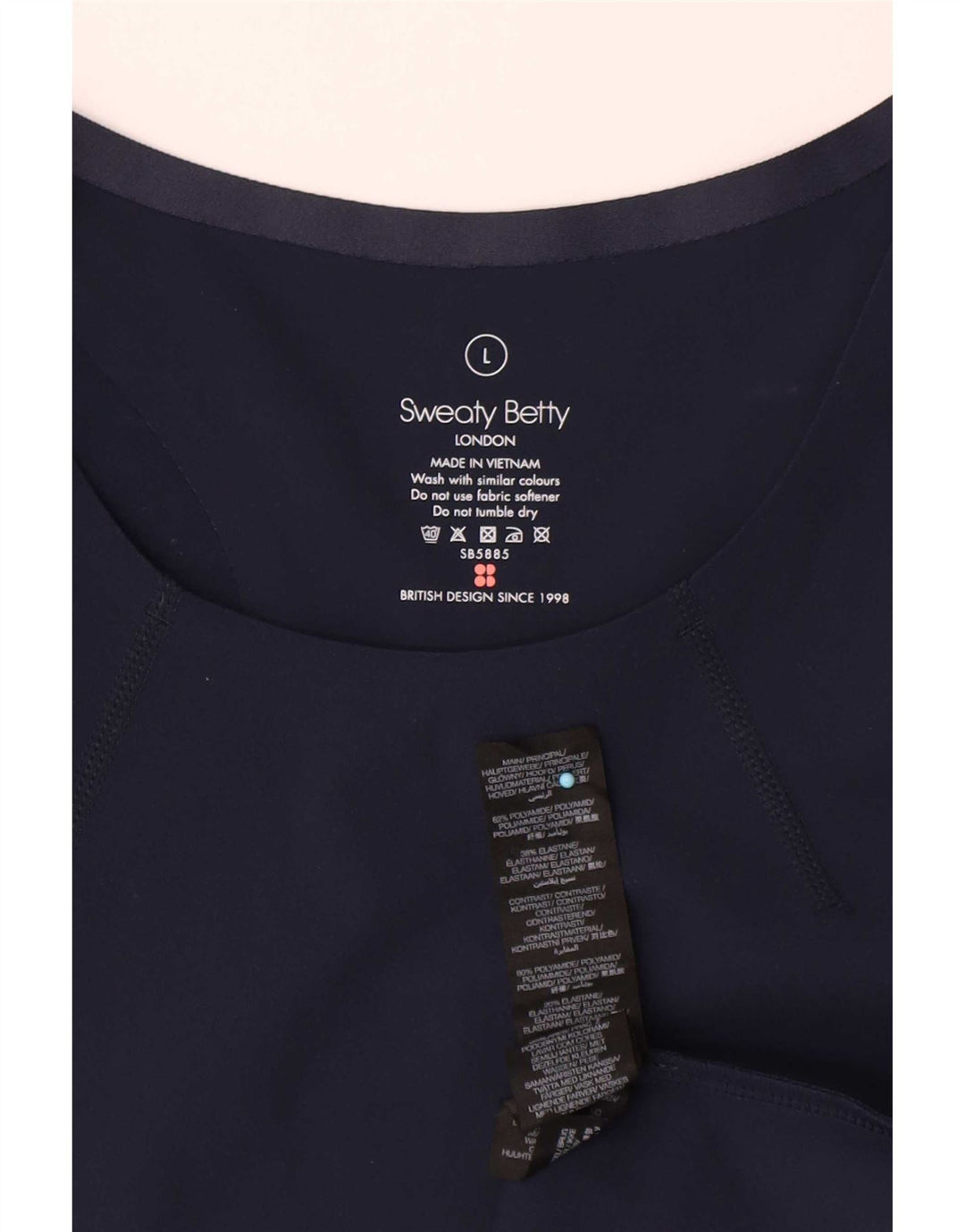 Sweaty Betty Damen-Trägershirt, UK 14, Größe L, Marineblau, Polyamid