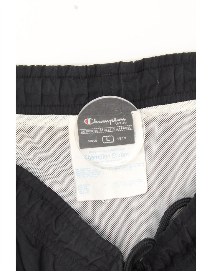 CHAMPION Herren-Sportshorts, groß, schwarzes Colourblock-Polyamid