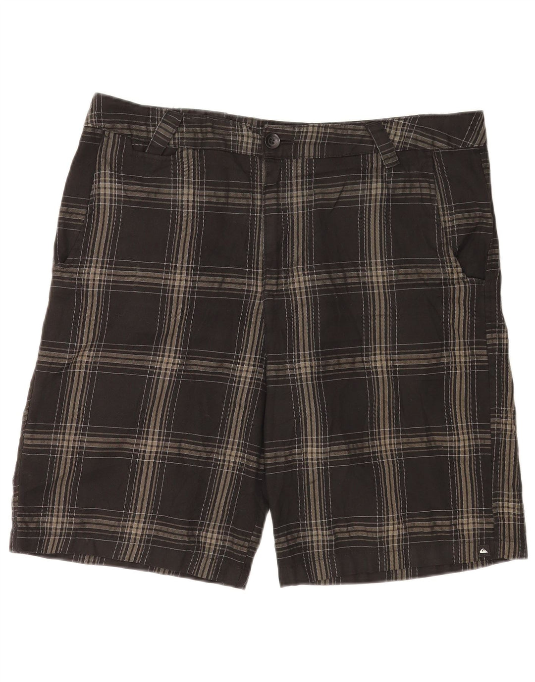 Quiksilver Herren-Chinoshorts W36, großes grau kariertes Polyester