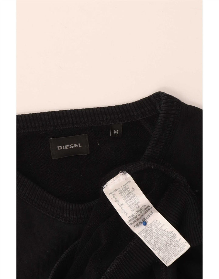 Diesel Herren Grafik-Sweatshirt-Pullover aus mittelschwarzer Baumwolle