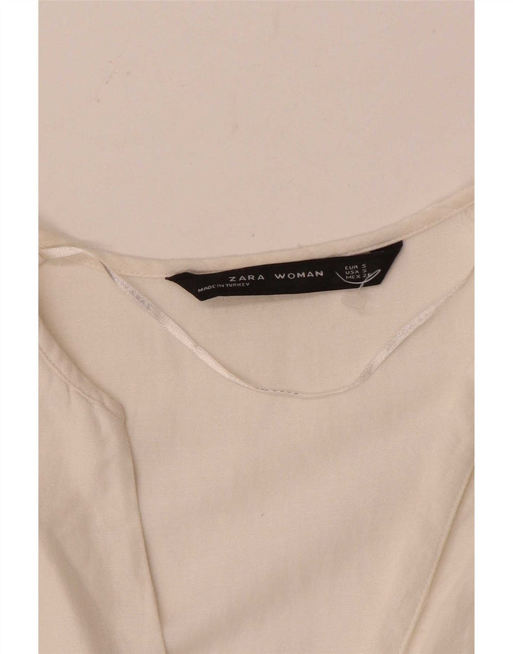 Zara Damen Tunika-Oberteil mit 3/4-Ärmeln, Gr. 10, Größe S, Weiß