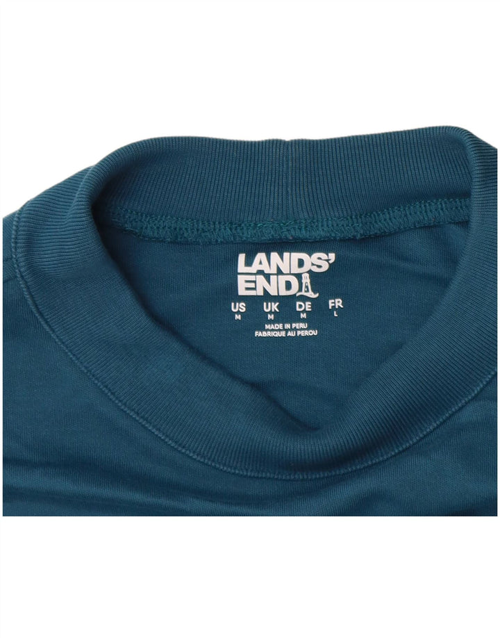 Lands End Herren-Oberteil, langärmelig, mittelblaue Baumwolle