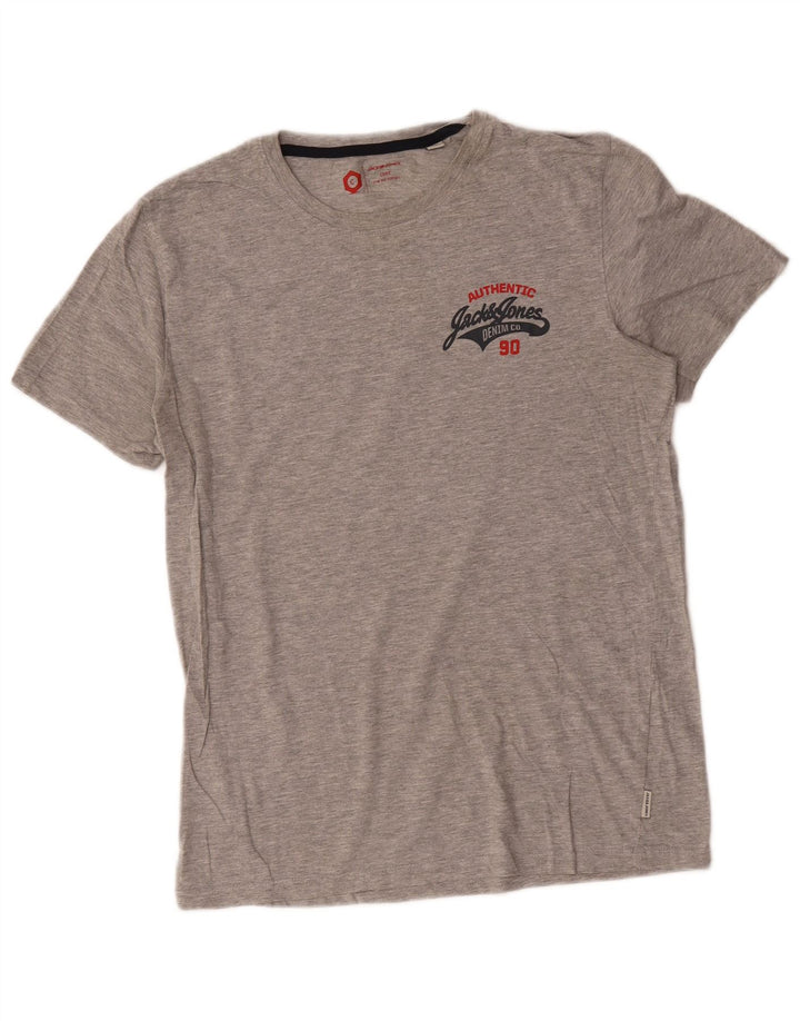 Jack & Jones Herren-T-Shirt-Oberteil aus mittelgrauer Baumwolle