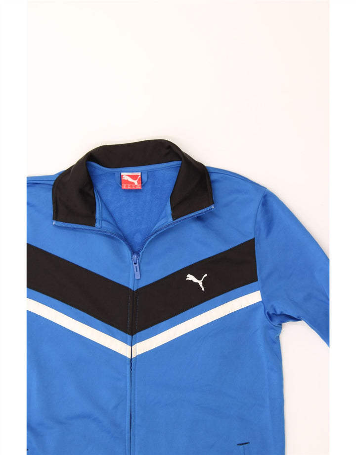 PUMA Boys Tracksuit Top Jacket 13-14 Years Blue Colourblock Polyester Vintage Puma and Second-Hand Puma from Messina Hembry 