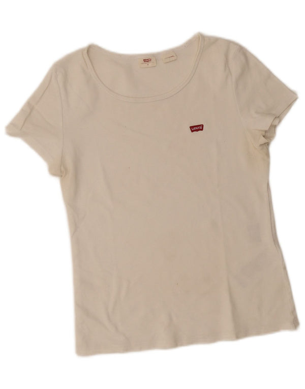Levi's Damen T-Shirt Top UK 12 Mittelweiße Baumwolle