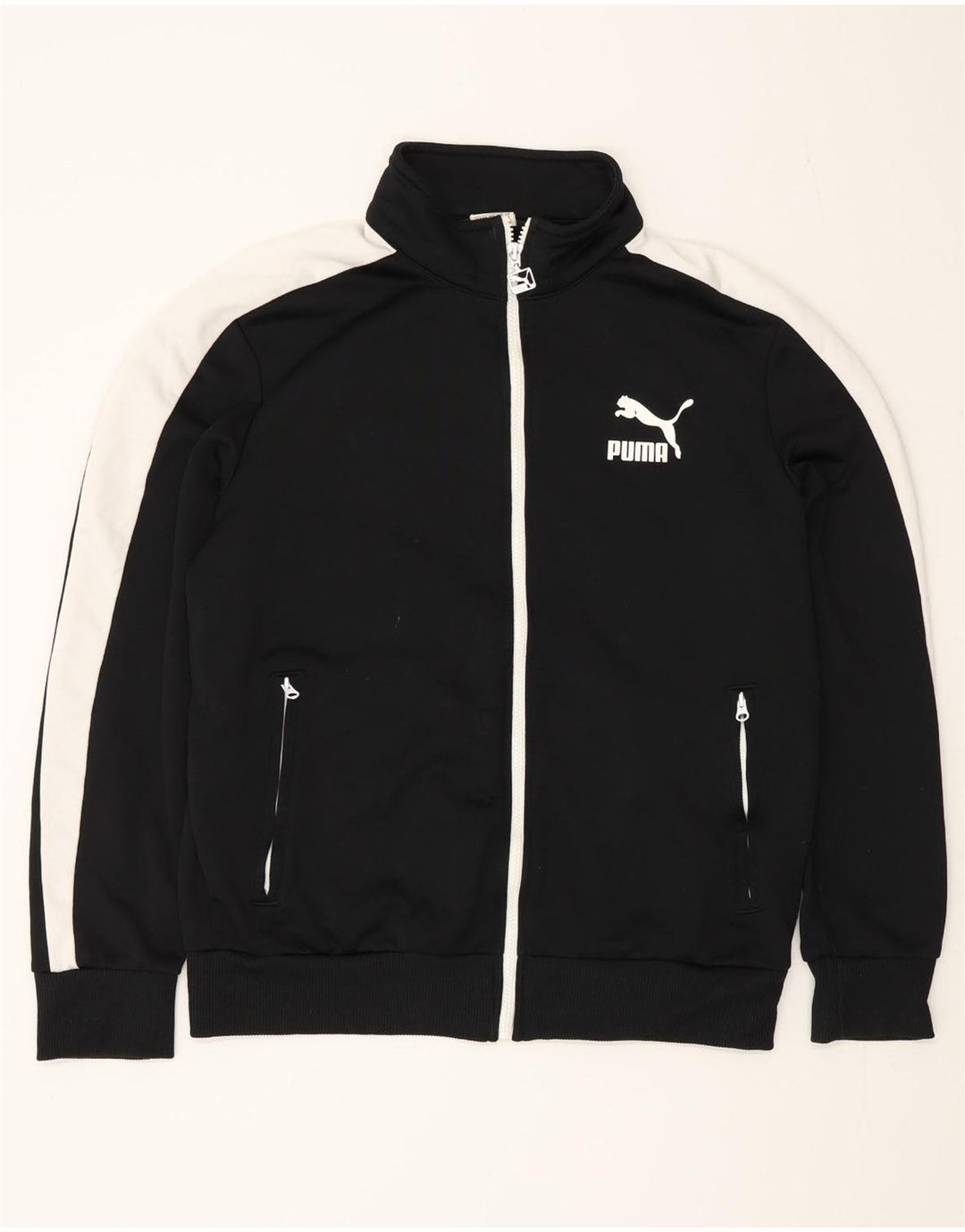 Puma Herren-Trainingsanzug-Top-Jacke, Mittelschwarzes Farbblock-Polyester