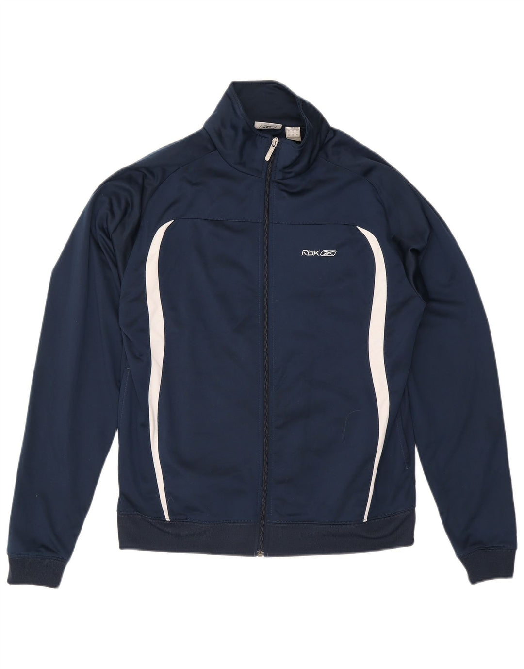 Reebok Herren-Trainingsanzug-Top-Jacke, mittelgroßes marineblaues Farbblock-Polyester