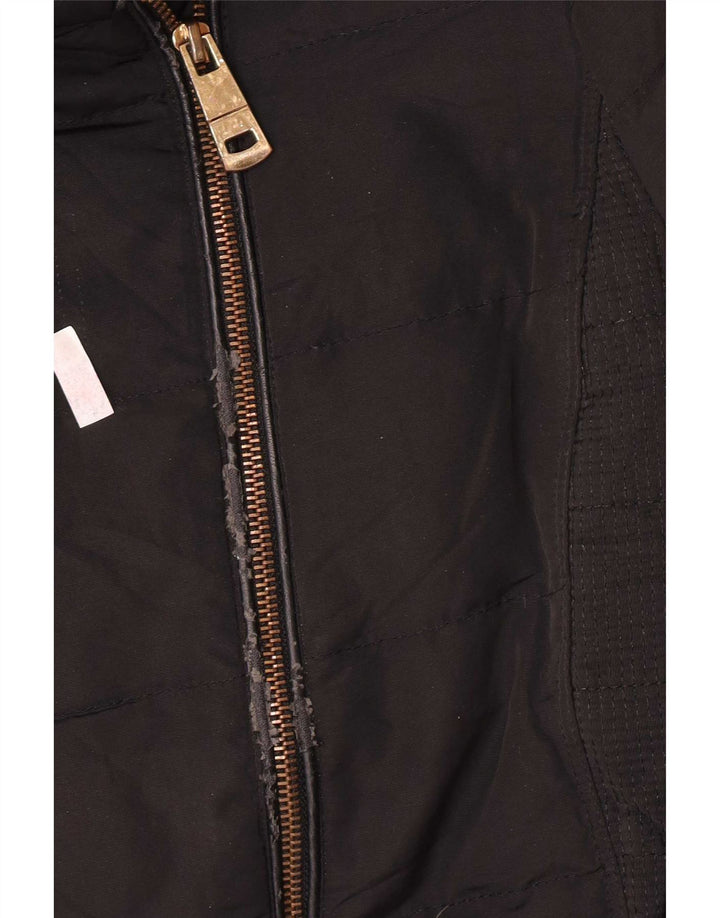 Zara Damen Wattierte Jacke UK 14 Medium Schwarz Polyester