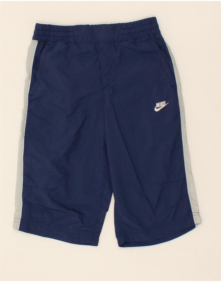 NIKE Boys Sport Shorts 6-7 Years Large Navy Blue Colourblock Polyester Vintage Nike and Second-Hand Nike from Messina Hembry 
