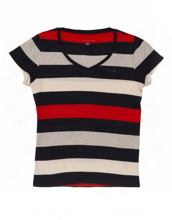 Tommy Hilfiger Damen T-Shirt Top UK 14 Large Marineblau gestreift Baumwolle