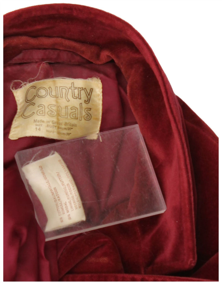 COUNTRY CASUALS Damen-Blazer aus Samt mit 2 Knöpfen, Gr. 14, Größe L, Burgunderrot