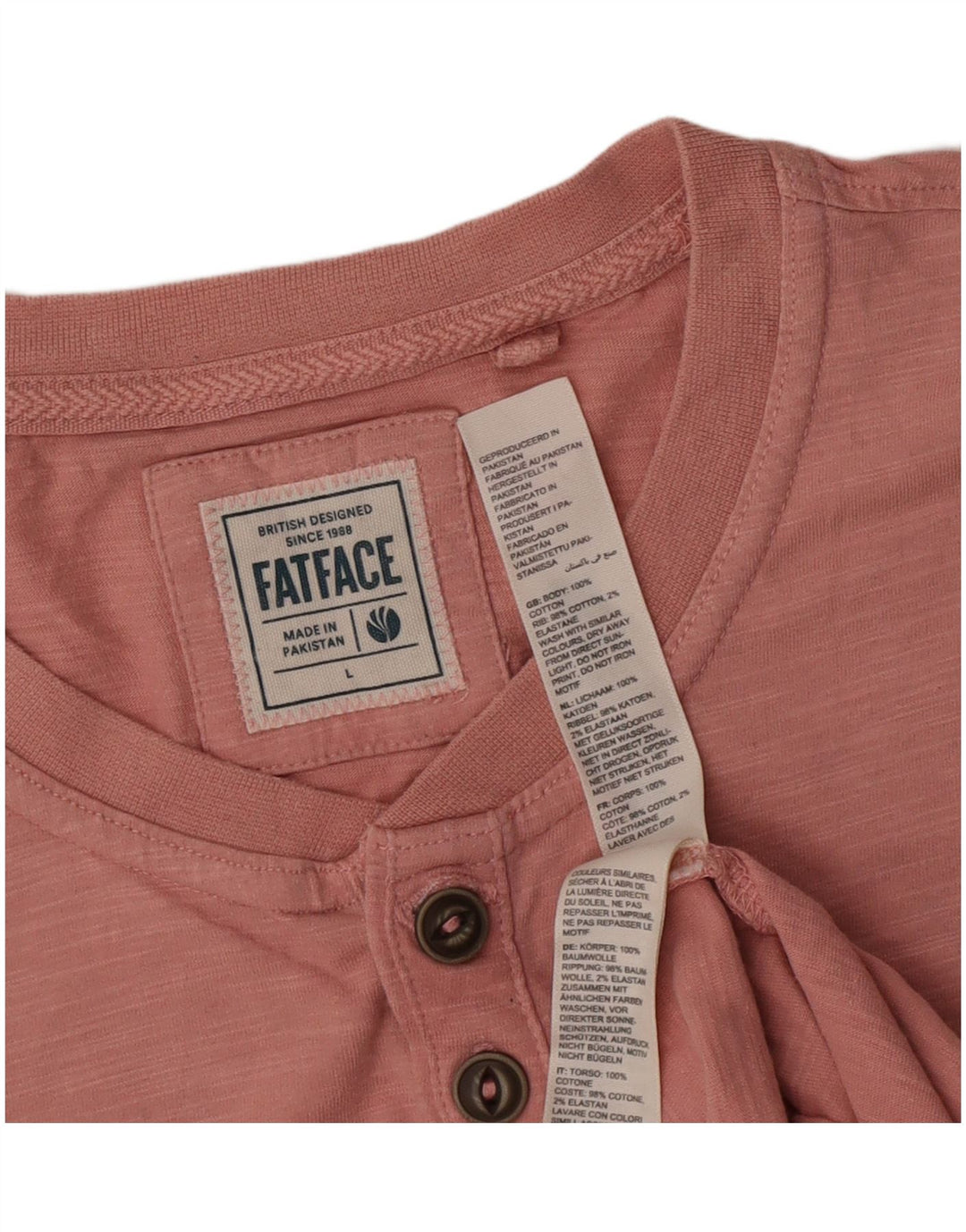 Fat Face Herren T-Shirt Top Large Rosa Baumwolle