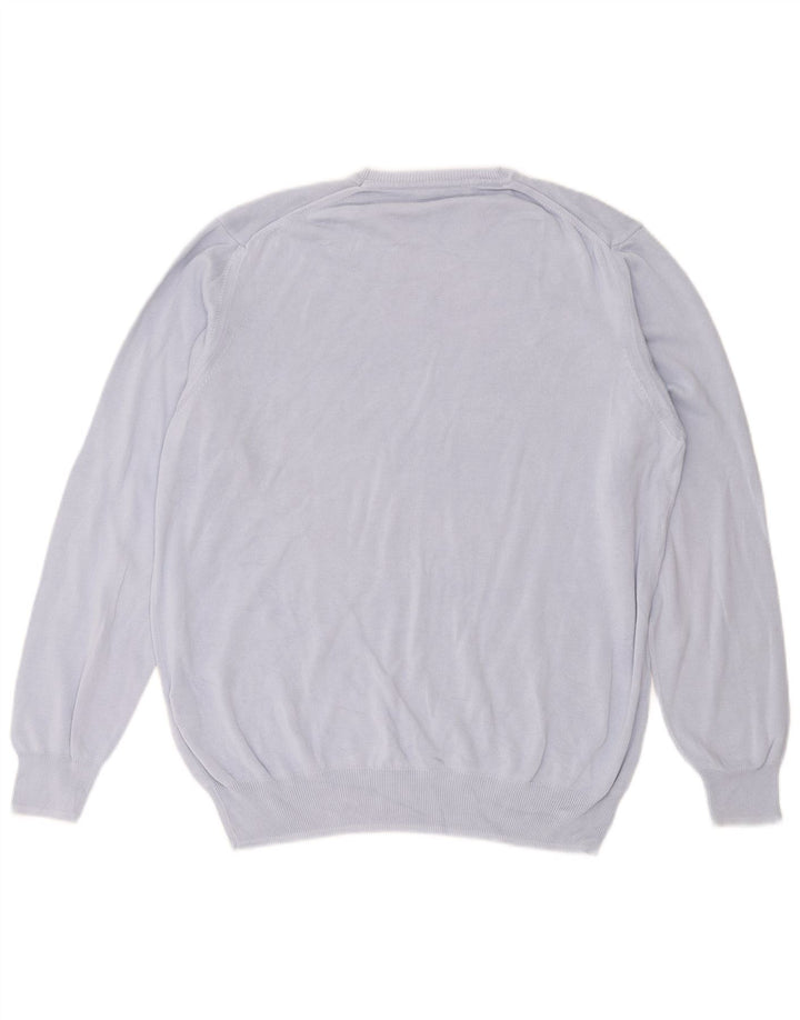 Zara Herren-Pullover mit Rundhalsausschnitt, groß, aus blauer Baumwolle