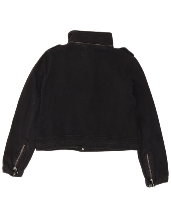 Hurley Damen Crop Military Bomberjacke UK 14 Mittelschwarze Baumwolle
