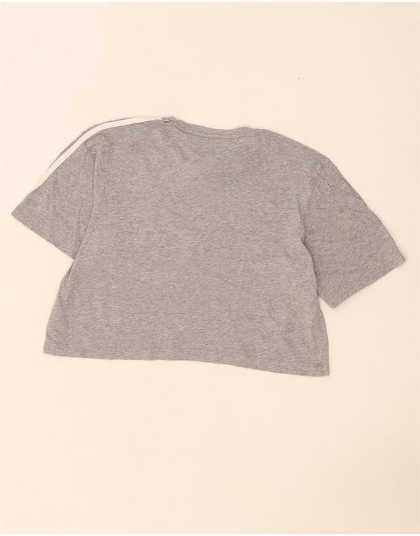 Adidas Damen Crop Oversized T-Shirt Top UK 8/10 Small Grau Baumwolle