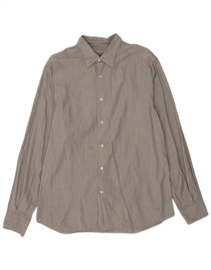 Massimo Dutti Herren Slim Fit Hemd XL grau gestreift aus Baumwolle
