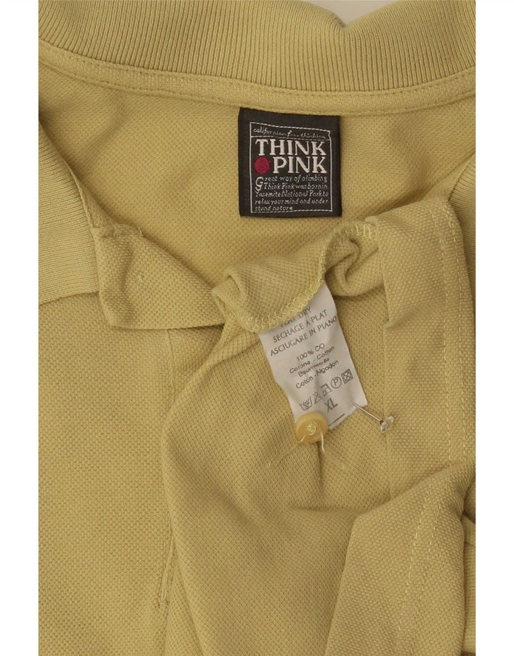 Think Pink Herren-Poloshirt XL aus gelber Baumwolle