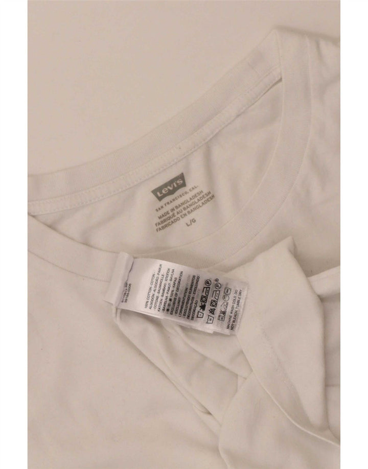 Levi's Damen T-Shirt Top UK 16 Large Weiße Baumwolle