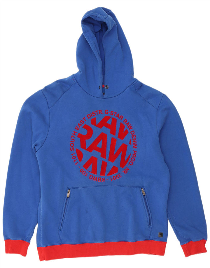 G-STAR Herren-Kapuzenpullover mit Grafik, 2XL, blaue Farbblock-Baumwolle