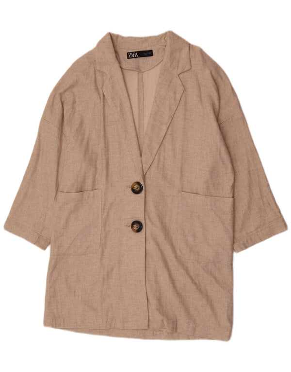 Zara Damen Übergroßer Mantel UK 16 Large Beige Viskose