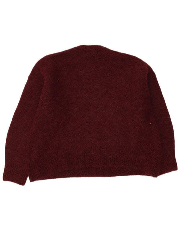Marks & Spencer Damen-Pullover mit Rundhalsausschnitt, UK 16, Größe L, Burgunderrot, Wolle
