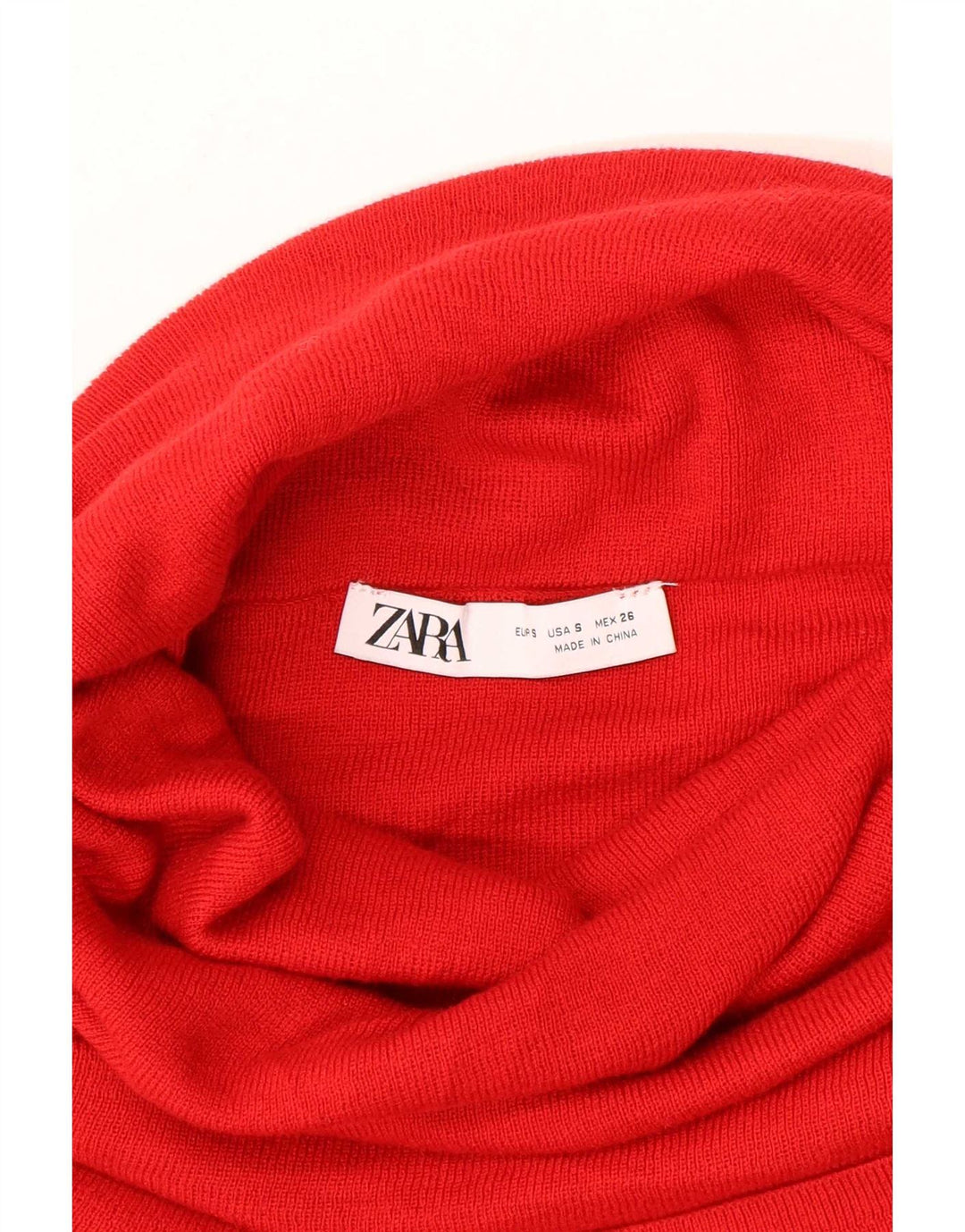Rollkragenpullover für Damen von Zara, Gr. 8, Rot