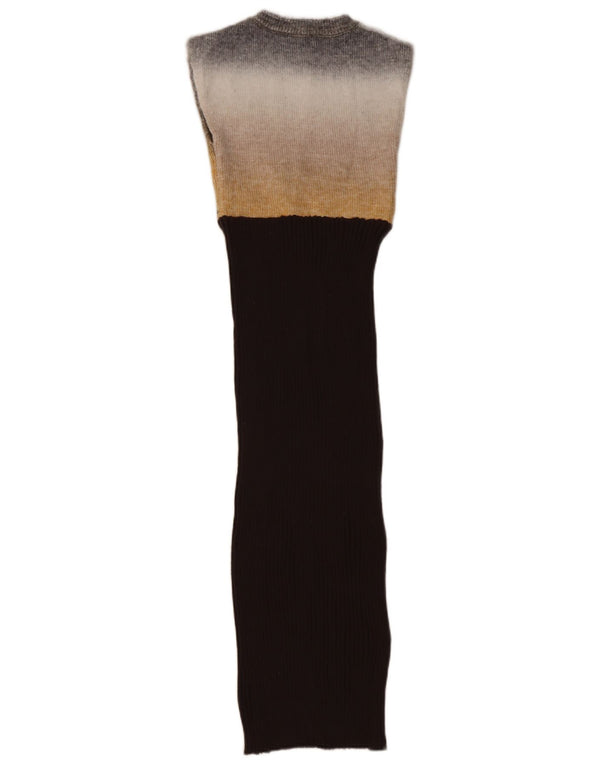 Ärmelloses, figurbetontes Damenkleid von Zara, Größe S, Braun, Colourblock-Nylon