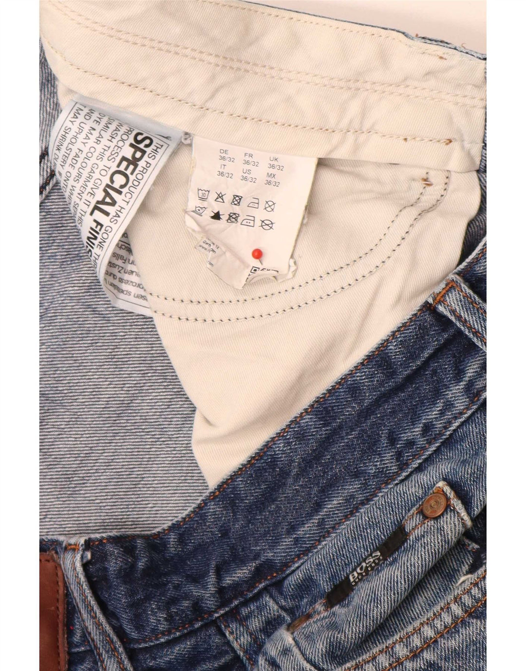 Hugo Boss Herren Straight Jeans W36 L28 Blaue Baumwolle